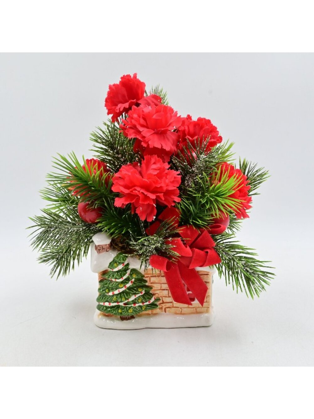 Relpo Christmas House Planter Ceramic Japan Brick Cottage Holiday Decor Vintage